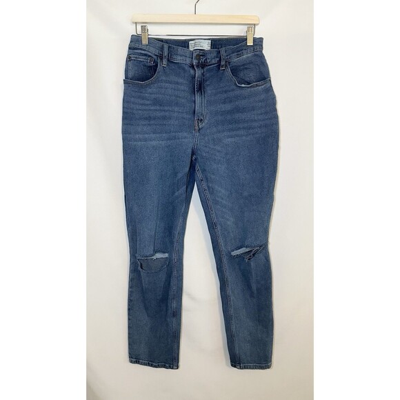 Abercrombie & Fitch 90's Straight Ultra High Rise Curve Love Blue Jeans 14R/32 - Picture 1 of 12